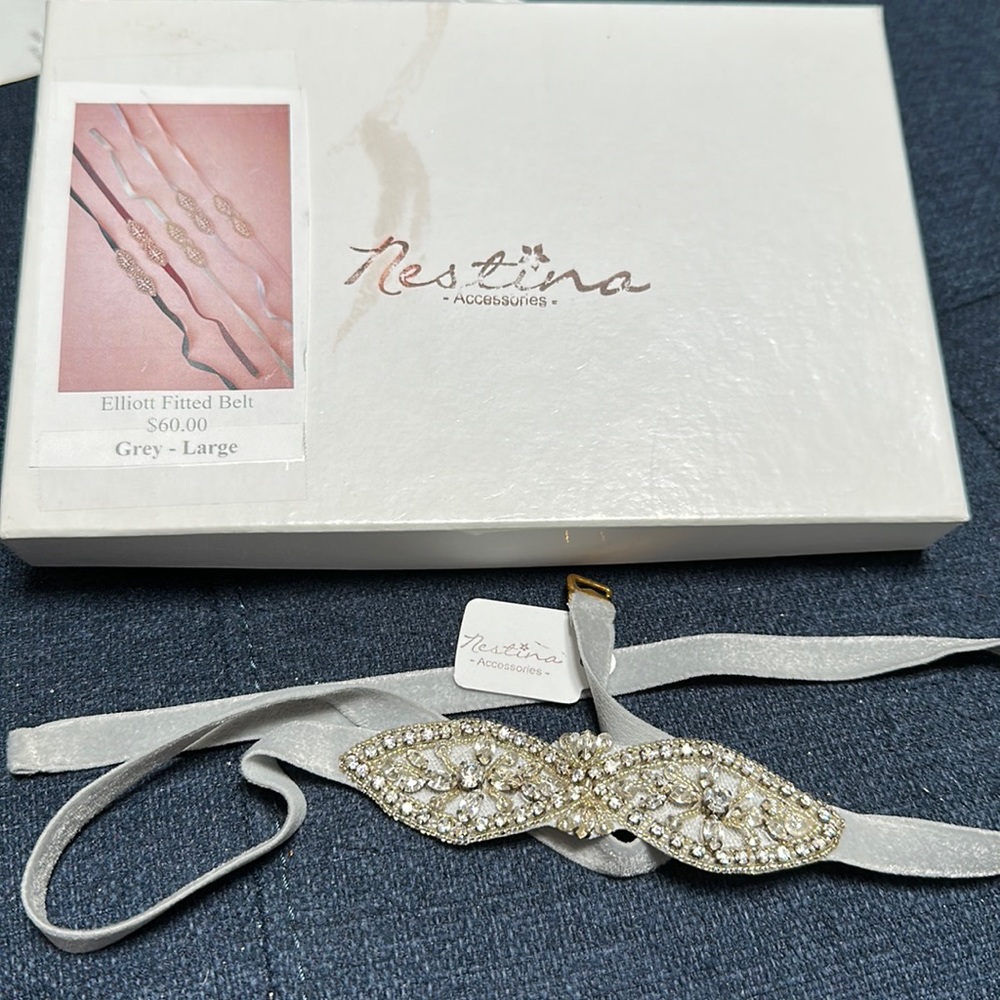 BHLDN, Newtons Elliot fitted belt. Grey/silver, size Large. New in box.